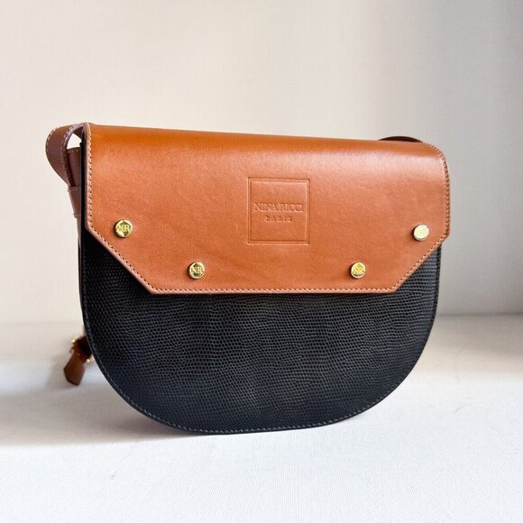 Nina Ricci Paris Leather Two Tone Oval Crossbody Bag